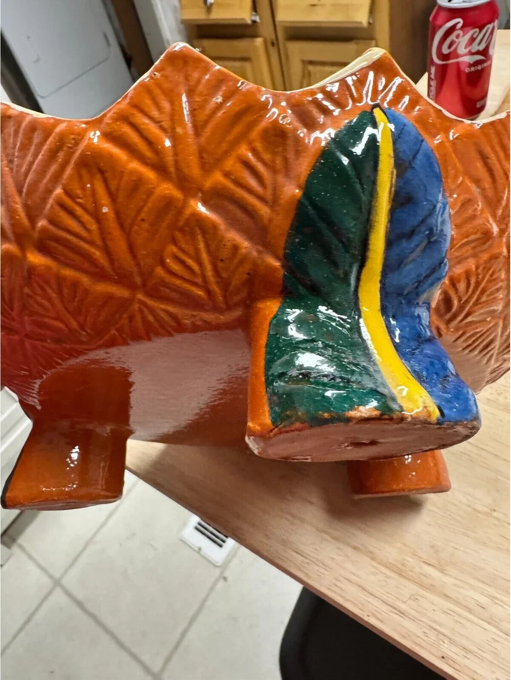Vintage Mexican Pottery Footed Bowl Hand Painted Terra Cotta Star Edge